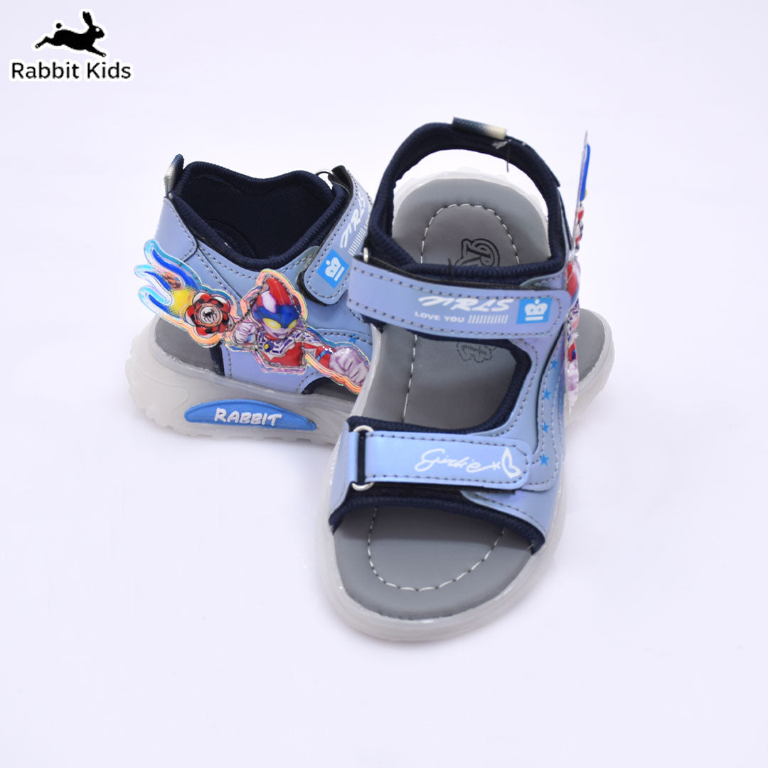 Kids LED Light-Up Sandals – Blue Cartoon Design | Comfortable Summer Shoes for Boys