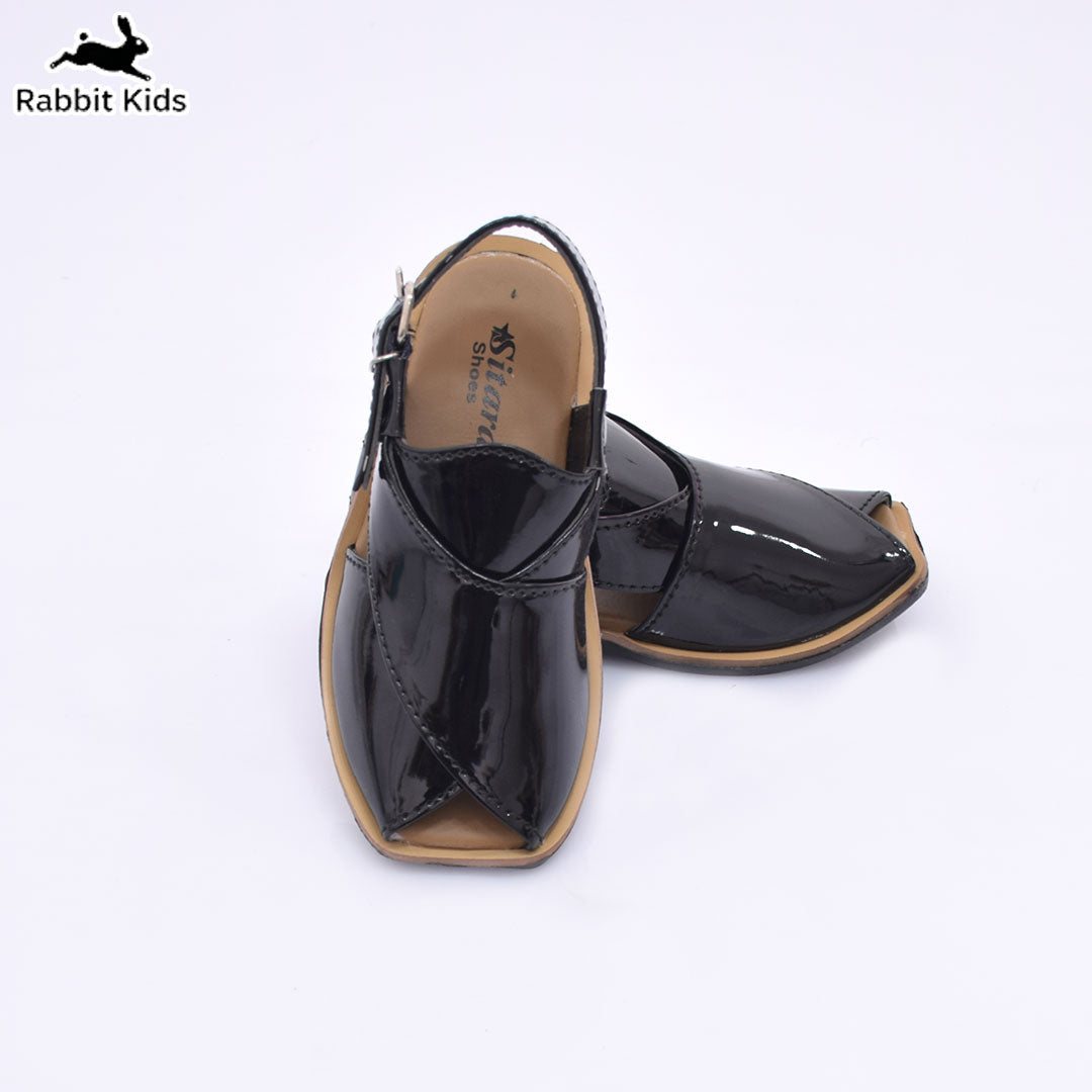 Kids Boys Black Peshawari Sandal – Traditional Stylish Formal Shoes